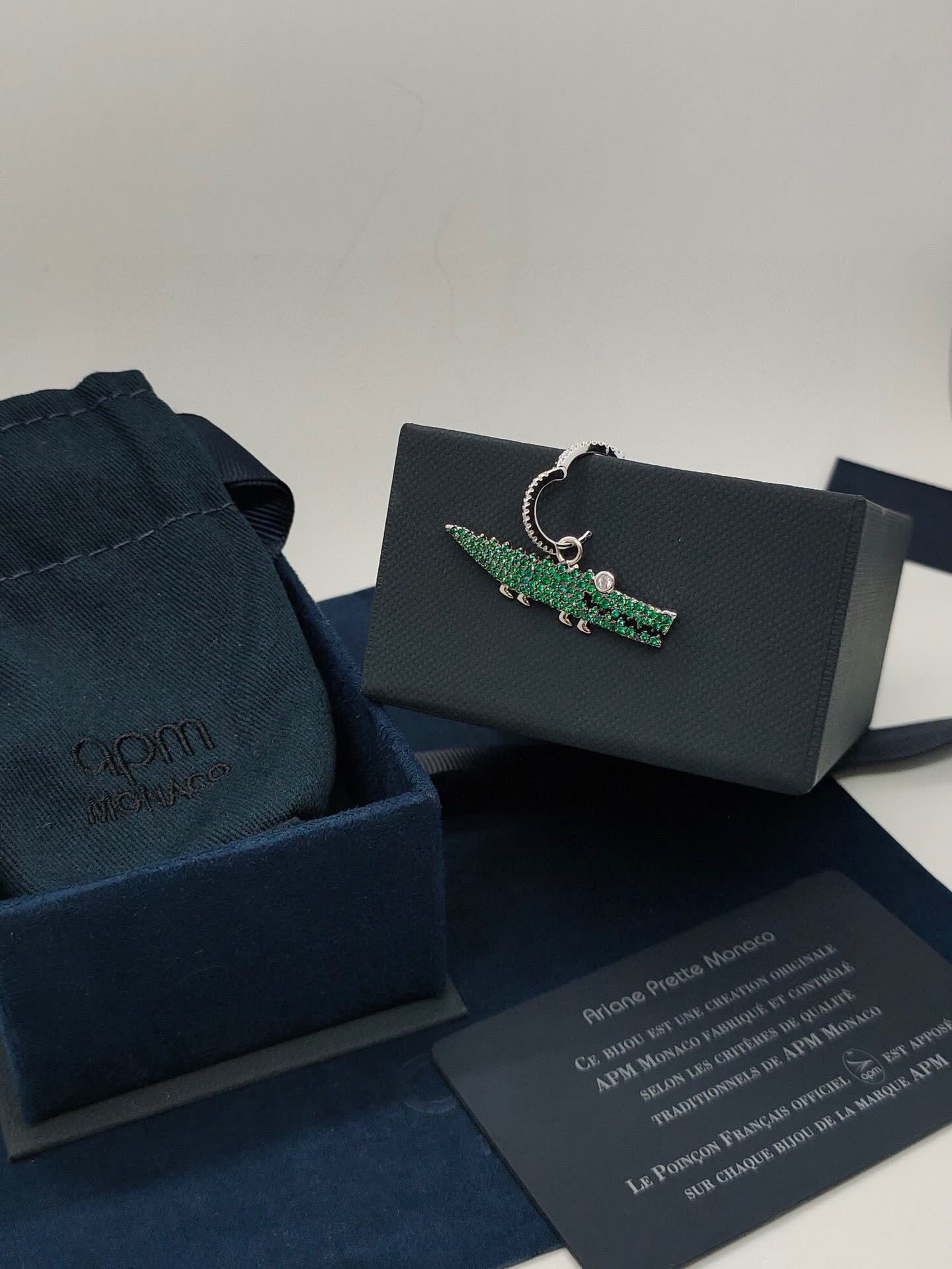 APM Monaco Emerald Crocodile Earrings